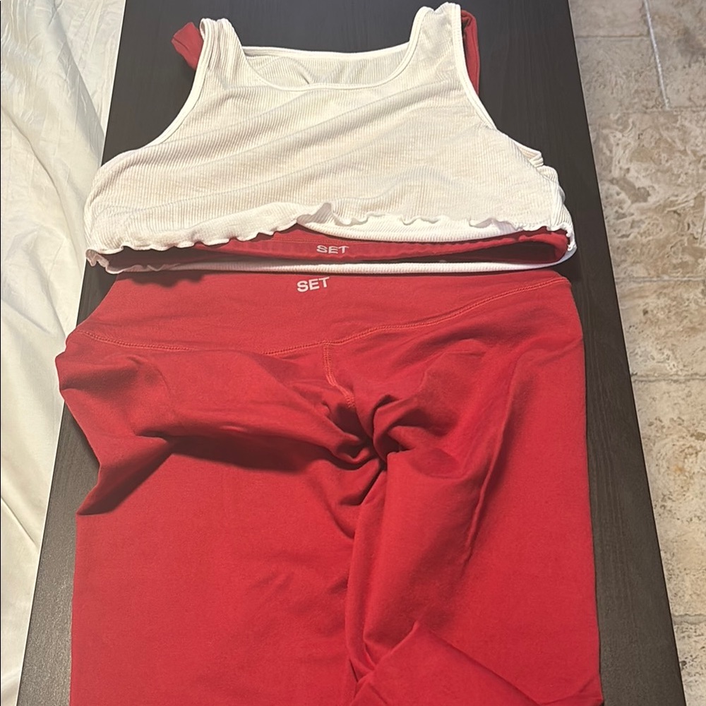 SET Red and White Workout Ensemble